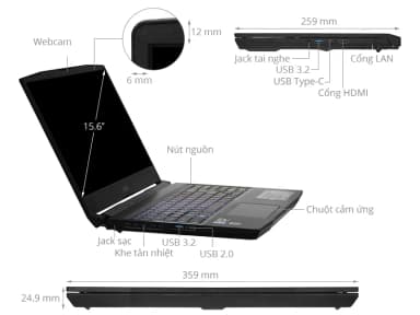 Laptop MSI Gaming Katana 15 B13UDXK - 2077VN (i7 13620H, 16GB, 1TB, RTX 3050 6GB, Full HD 144Hz, Win11) - 17