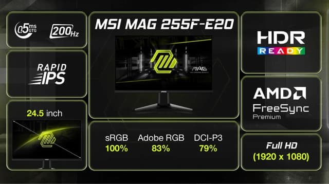 So sánh giá Màn hình Gaming MSI MAG 255F-E20 24.5 inch FHD/Rapid IPS/200Hz/0.5ms rẻ nhất? - Ảnh 5