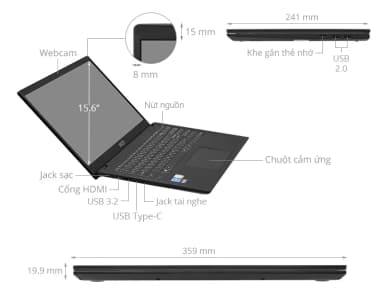 Laptop MSI Modern 15 B12MO - 628VN (i5 1235U, 16GB, 512GB, Full HD, Win11) - 17