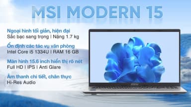 Laptop MSI Modern 15 F13MG - 667VN_16GB (i5 1334U, 16GB, 512GB, Full HD, Win11) - 2