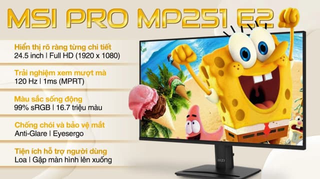 So sánh giá Màn hình MSI PRO MP251 E2 24.5 inch FHD/IPS/120Hz/1ms rẻ nhất? - Ảnh 19