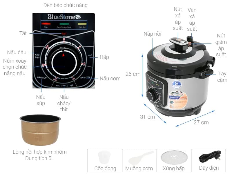 So sánh giá Nồi áp suất điện BlueStone PCB-5619 5 lít - Tìm sản phẩm giá rẻ nhất - Ảnh 7