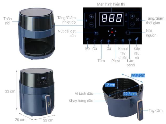 So sánh giá Nồi chiên không dầu Bear 4.5 lít QZG-A15T2 rẻ nhất? - Ảnh 6