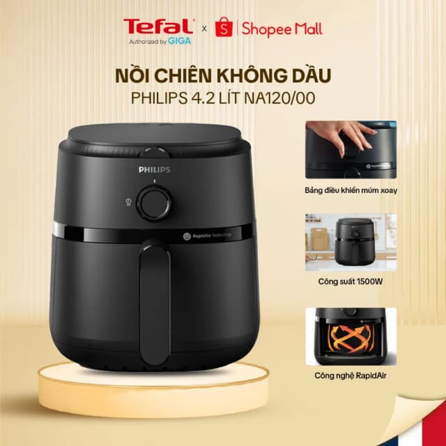 Top 1 so sánh giá Nồi chiên không dầu Philips 4.2 lít NA120/00 - Tìm sản phẩm giá rẻ nhất - Ảnh 5