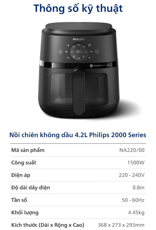 Top 1 so sánh giá Nồi chiên không dầu Philips 4.2 lít NA220/00 - Tìm sản phẩm giá rẻ nhất - Ảnh 8