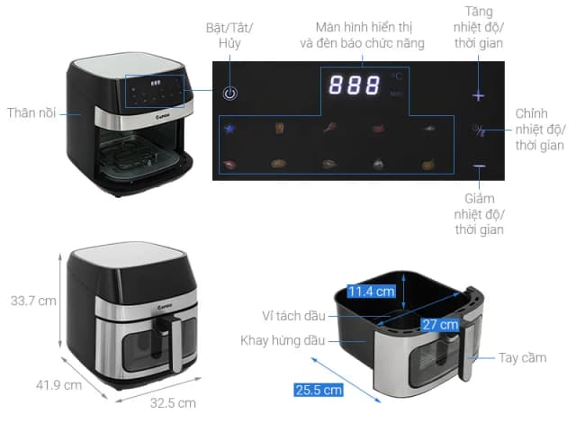 So sánh giá Nồi chiên không dầu Rapido 9 lít RAF-9.0D 2M rẻ nhất? - Ảnh 4