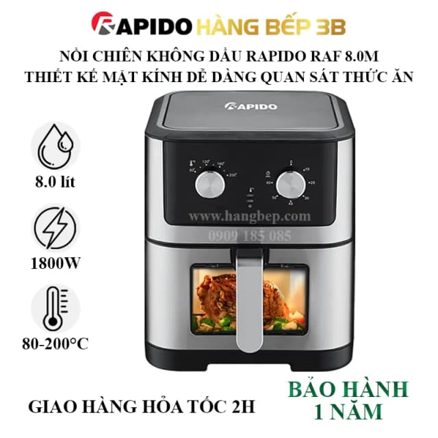 Top 1 so sánh giá Nồi chiên không dầu Rapido RAF-8.0M 8 lít - Tìm sản phẩm giá rẻ nhất - Ảnh 4