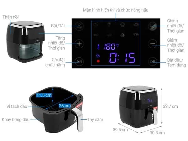 So sánh giá Nồi chiên không dầu Sharp 6.8 lít KF-AF68EPV-BK rẻ nhất? - Ảnh 12