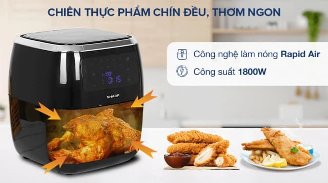 So sánh giá Nồi chiên không dầu Sharp 6.8 lít KF-AF68EPV-BK rẻ nhất? - Ảnh 19