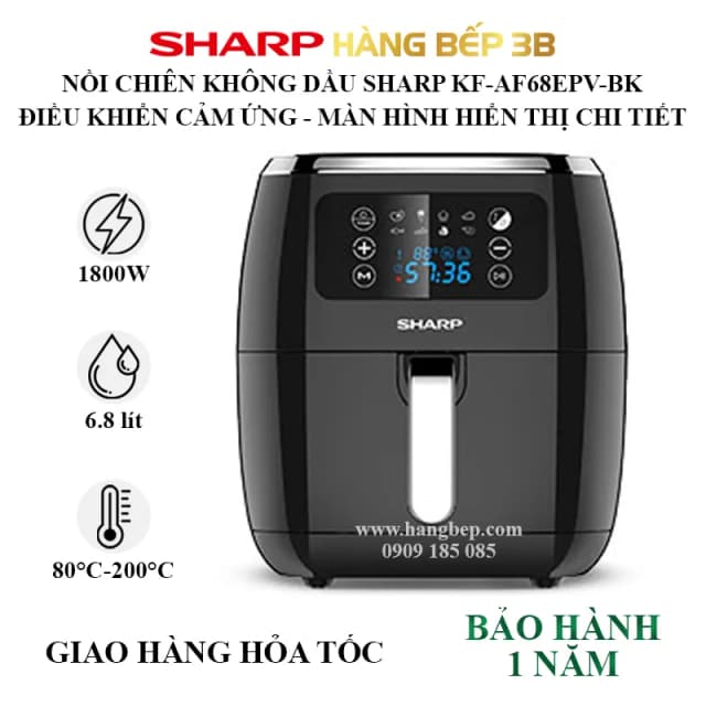 So sánh giá Nồi chiên không dầu Sharp 6.8 lít KF-AF68EPV-BK rẻ nhất? - Ảnh 5