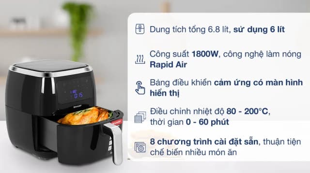 So sánh giá Nồi chiên không dầu Sharp 6.8 lít KF-AF68EPV-BK rẻ nhất? - Ảnh 10