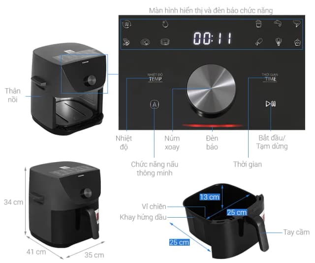 So sánh giá Nồi chiên không dầu Toshiba 7.4 lít AF-74CP1URVN(H) rẻ nhất? - Ảnh 2
