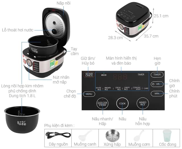 So sánh giá Nồi cơm cao tần Toshiba 1.8 lít RC-18IX1PV rẻ nhất? - Ảnh 8