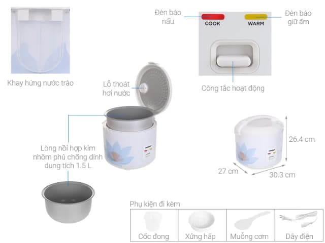 Top 1 so sánh giá Nồi cơm nắp gài Comfee 1.5 lít CR-CM1520(D) - Tìm sản phẩm giá rẻ nhất - Ảnh 10