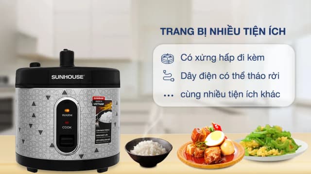 So sánh giá Nồi cơm nắp gài Sunhouse 1.8 lít SHD8600DMX rẻ nhất? - Ảnh 8
