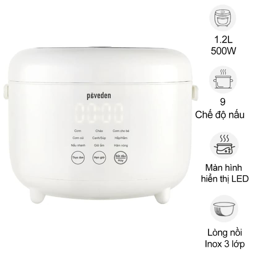 So sánh giá Nồi cơm điện tử 1.2 lít PAVEDEN PR-1255SW - Tìm sản phẩm giá rẻ nhất - Ảnh 2