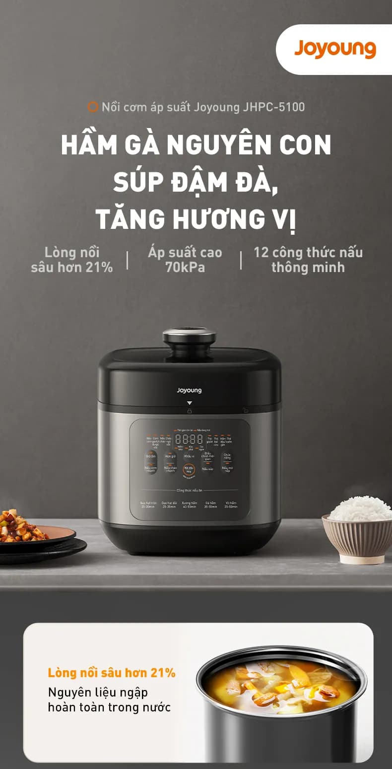 Nồi cơm điện tử áp suất Joyoung 5 lít JHPC-5100 - Giá rẻ nhất hôm nay - Ảnh 23