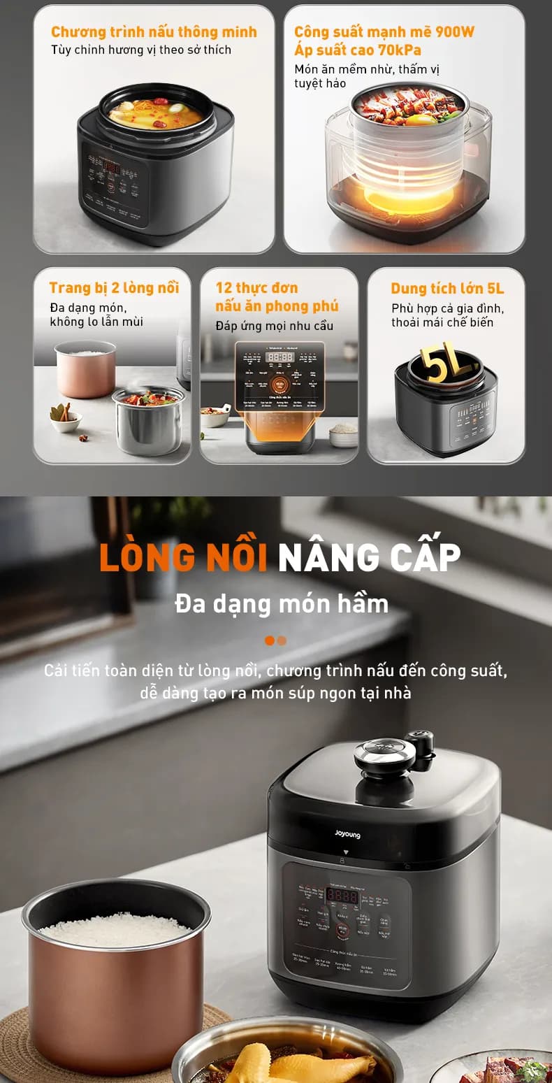 Nồi cơm điện tử áp suất Joyoung 5 lít JHPC-5100 - Giá rẻ nhất hôm nay - Ảnh 30