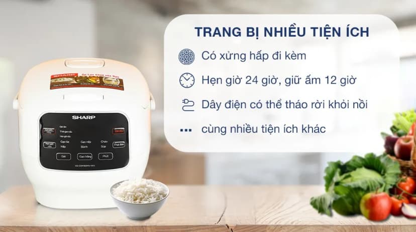 Nồi cơm điện tử áp suất Sharp 1.8 lít KS-TW181V-B - Giá rẻ nhất hôm nay - Ảnh 6