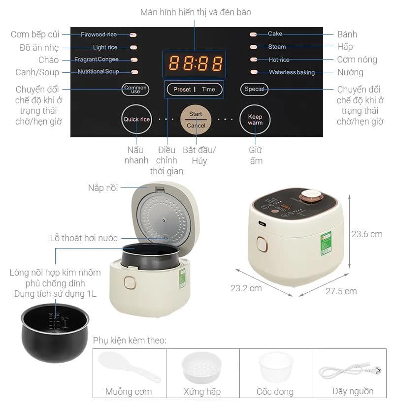Nồi cơm điện tử FUJIHOME 1 lít RC10ALS - Giá rẻ nhất hôm nay - Ảnh 5