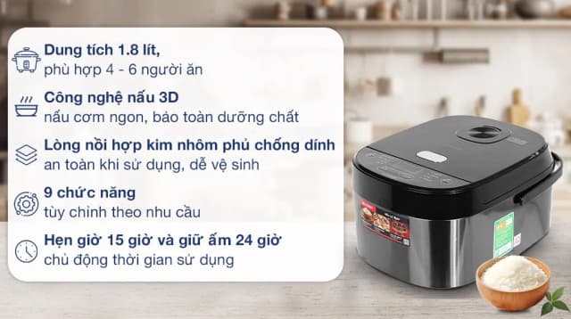 So sánh giá Nồi cơm điện tử Sharp 1.8 lít KS-COM194EV-BK rẻ nhất? - Ảnh 7