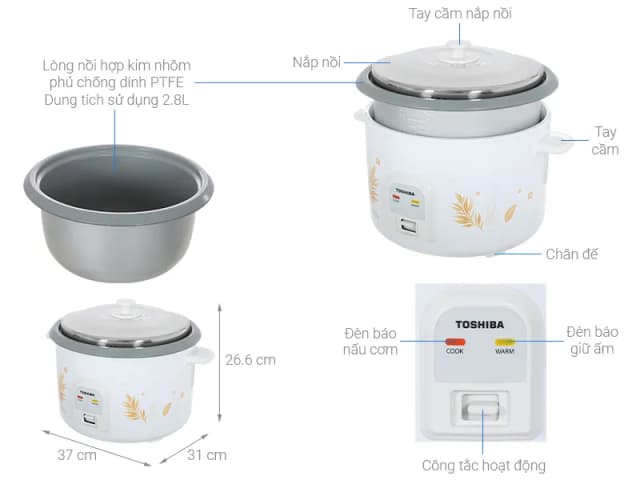 Top 1 so sánh giá Nồi cơm nắp rời Toshiba 2.8 lít RC-28MH1PV(G) - Tìm sản phẩm giá rẻ nhất - Ảnh 12