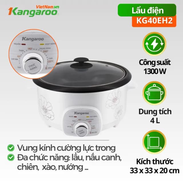 So sánh giá Nồi lẩu điện Kangaroo KG40EH2 4 lít rẻ nhất? - Ảnh 6