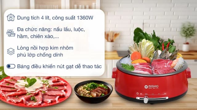 So sánh giá Nồi lẩu điện Mishio MK-348 4 lít rẻ nhất? - Ảnh 6