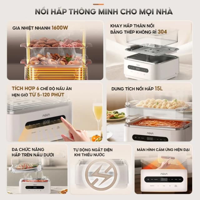 So sánh giá Nồi lẩu hấp đa năng AQUA ASMC-ES101(W) 15 lít rẻ nhất? - Ảnh 12