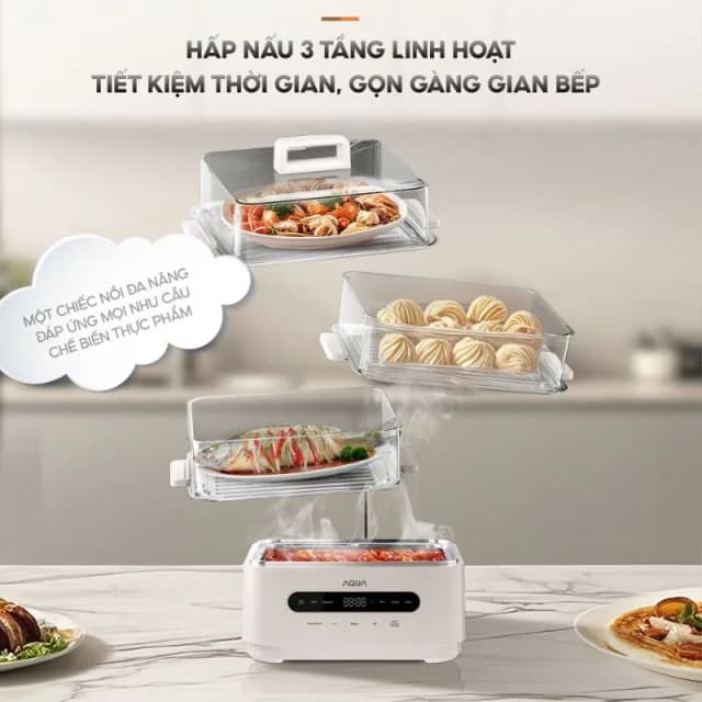 So sánh giá Nồi lẩu hấp đa năng AQUA ASMC-ES101(W) 15 lít rẻ nhất? - Ảnh 5