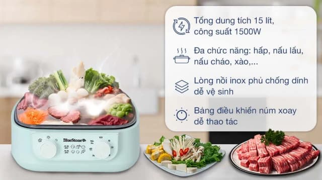 So sánh giá Nồi lẩu hấp đa năng BlueStone MPB-7235 15 lít rẻ nhất? - Ảnh 10