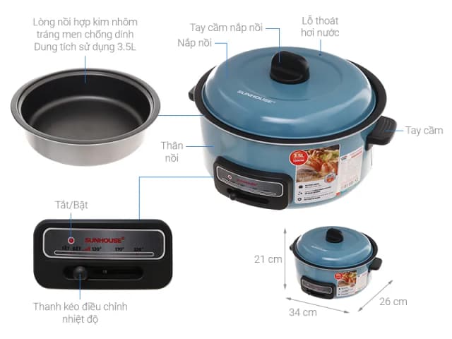 Top 1 so sánh giá Nồi lẩu điện Sunhouse SHD4527 3.5 lít - Tìm sản phẩm giá rẻ nhất - Ảnh 10