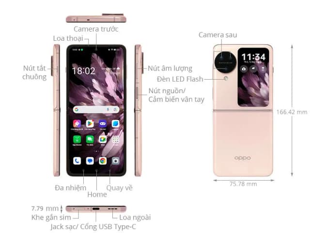 Điện thoại OPPO Find N3 Flip 5G 12GB/256GB Hồng - 9