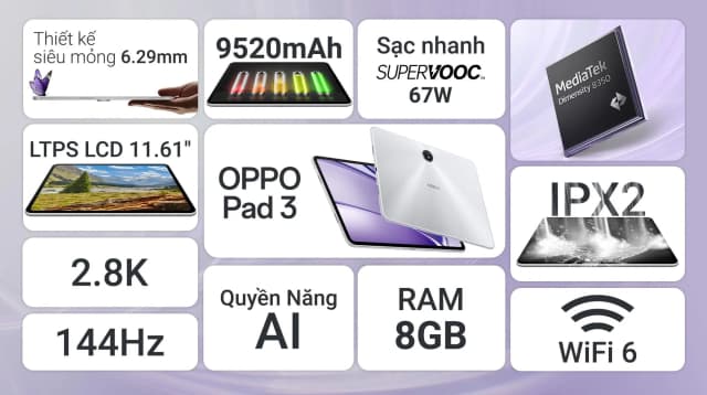 Máy tính bảng OPPO Pad 3 8GB/256GB - 6