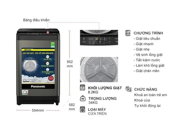 Máy giặt Panasonic 8.2 kg NA-F82Y01DRV - Giá rẻ nhất hôm nay - Ảnh 10