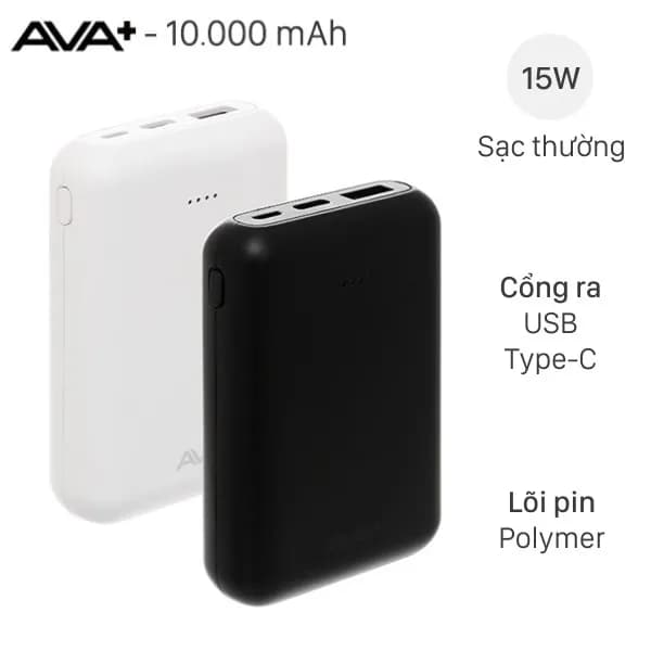 So sánh giá Pin sạc dự phòng Polymer 10000mAh Type C 15W AVA+ DS2107 rẻ nhất?