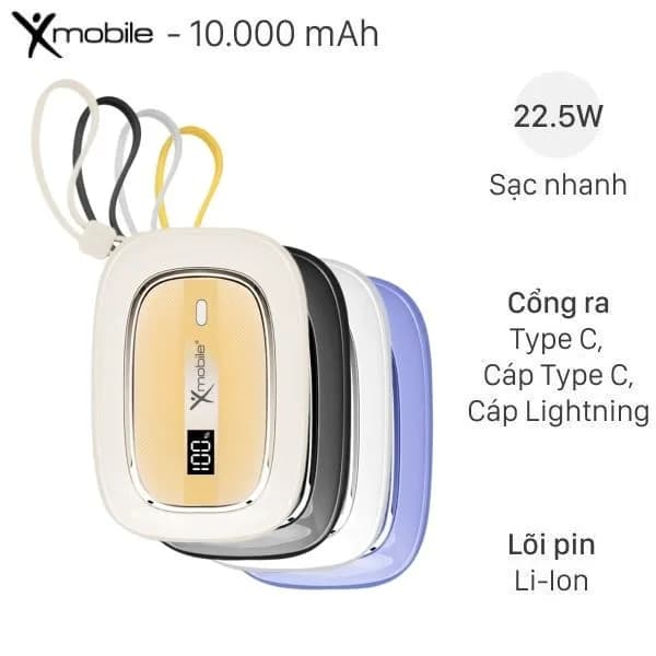 Pin sạc dự phòng 10000mAh Type C PD 22.5W Xmobile NeoMice GN-82 kèm Cáp Lightning và Type C - Giá rẻ nhất hôm nay - Ảnh 2