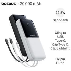 So sánh giá Pin sạc dự phòng 20000mAh Type C PD 22.5W Baseus Lipow PPJP312 kèm Cáp Lightning và Type C rẻ nhất?
