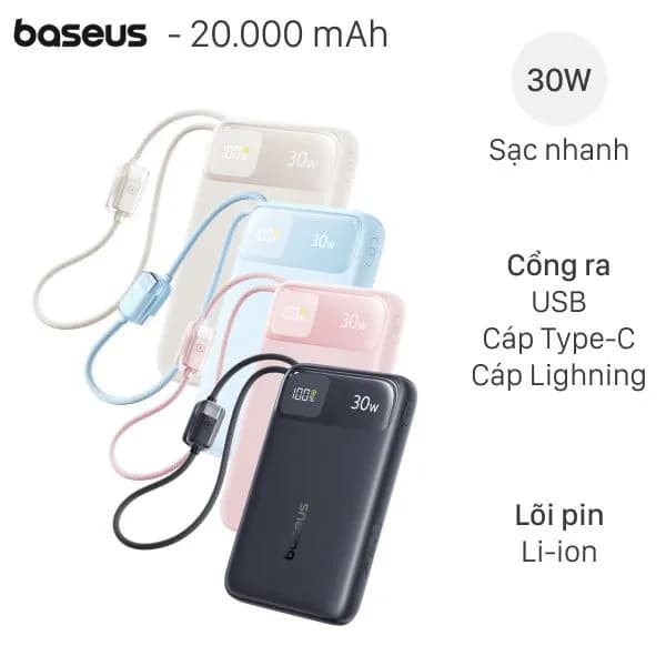 So sánh giá Pin sạc dự phòng 20000mAh Type C PD 22.5W Baseus Lipow PPJP312 kèm Cáp Lightning và Type C rẻ nhất? - Ảnh 17