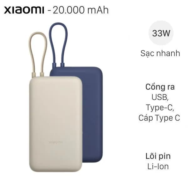So sánh giá Pin sạc dự phòng 20000mAh Type C PD QC 3.0 22.5W Xiaomi PB2020MI kèm Cáp Type C - Tìm sản phẩm giá rẻ nhất - Ảnh 5