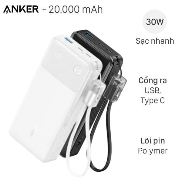 So sánh giá Pin sạc dự phòng 20000mAh Type C PD QC 3.0 30W Anker A1384 kèm Cáp Type C - Tìm sản phẩm giá rẻ nhất - Ảnh 1