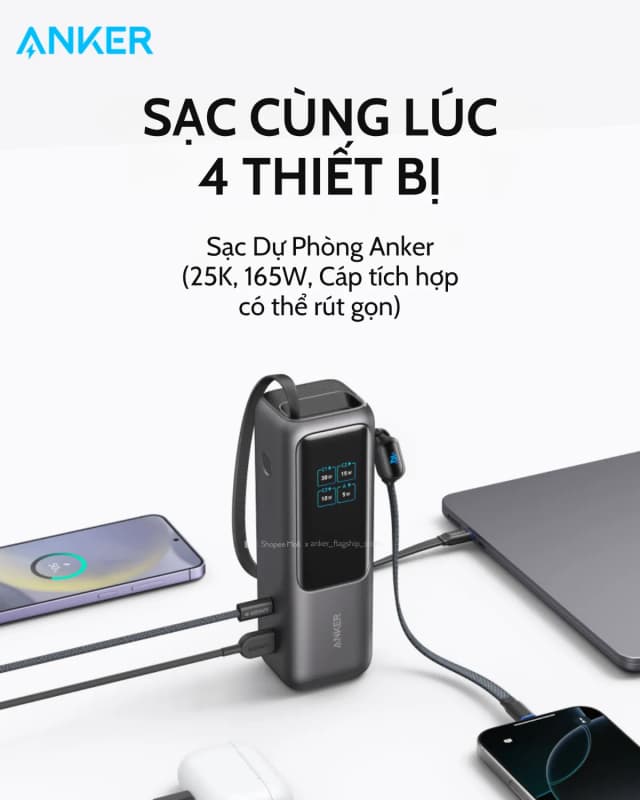So sánh giá Pin sạc dự phòng 25000mAh Type C PD QC 3.0 165W Anker Zolo A1695 kèm cáp dây rút Type C rẻ nhất? - Ảnh 13