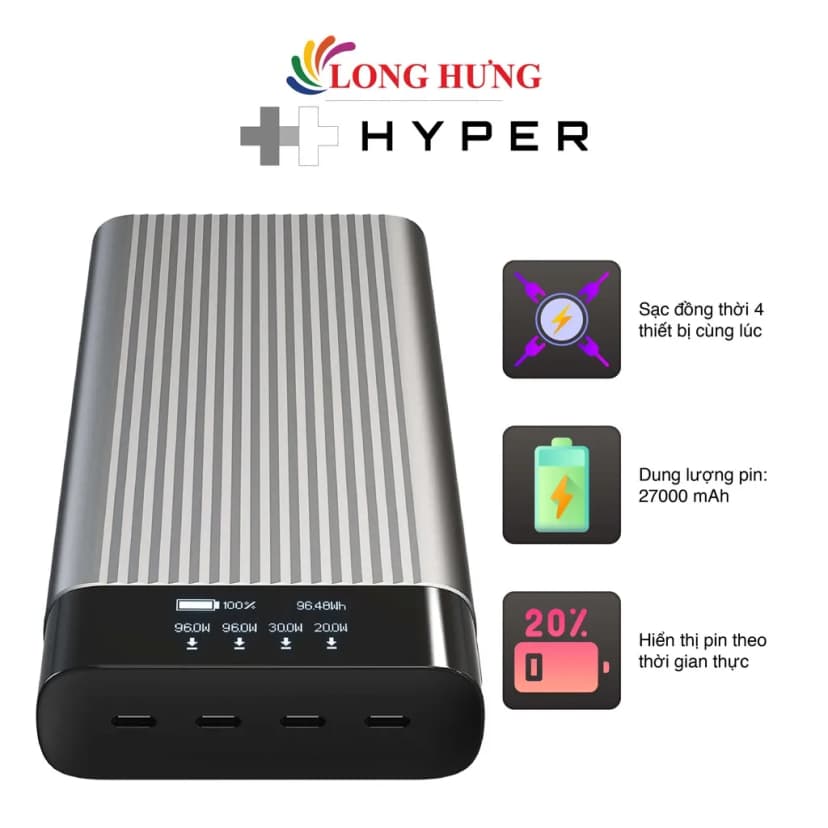Pin sạc dự phòng 27000 mAh Type C PD 3.0 QC 4.0 245W HyperJuice HJ245B - Xám - Giá rẻ nhất hôm nay - Ảnh 55