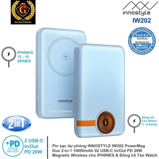 Top 1 so sánh giá Pin sạc dự phòng Polymer 10000 mAh Type C PD 20W Innostyle IW202BP - Hồng - Tìm sản phẩm giá rẻ nhất - Ảnh 2