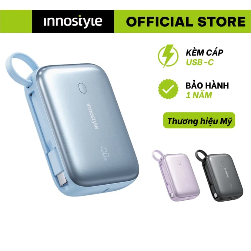 Pin sạc dự phòng Polymer 10000 mAh Type C PD 30W Innostyle TM31BB kèm cáp Type C - Xanh - Giá rẻ nhất hôm nay - Ảnh 8