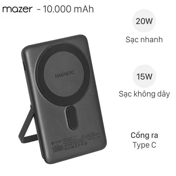 Pin sạc dự phòng Polymer 10000mAh Không dây Qi2 20W Mazer M-MagLink18i-WH - Giá rẻ nhất hôm nay - Ảnh 1