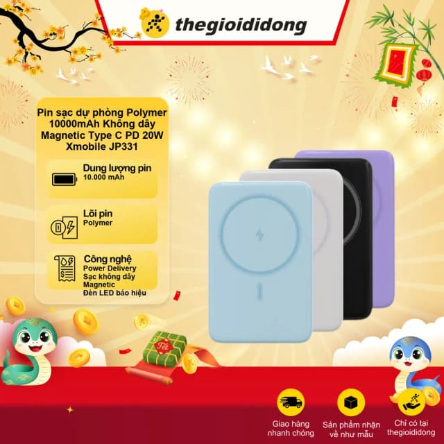 Top 1 so sánh giá Pin sạc dự phòng Polymer 10000mAh Không dây Magnetic Qi2.2 Type C PD 45W Xmobile JP387 Pro - Tìm sản phẩm giá rẻ nhất - Ảnh 94