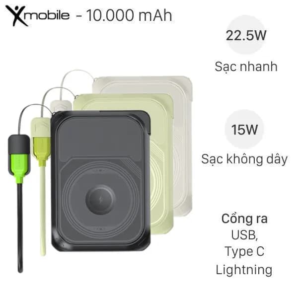 Pin sạc dự phòng Polymer 10000mAh Không dây Magnetic Type C PD 22.5W Xmobile New Power P11 kèm Cáp Type C - Giá rẻ nhất hôm nay - Ảnh 7