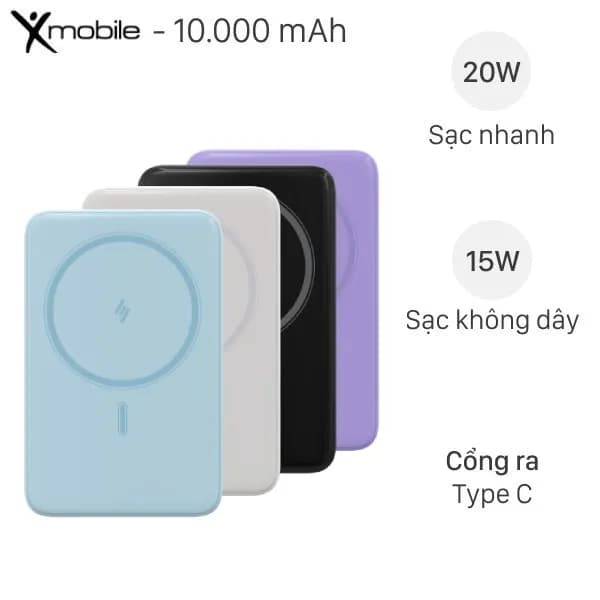 Pin sạc dự phòng Polymer 10000mAh Không dây Magnetic Type C PD 22.5W Xmobile New Power P11 kèm Cáp Type C - Giá rẻ nhất hôm nay - Ảnh 8