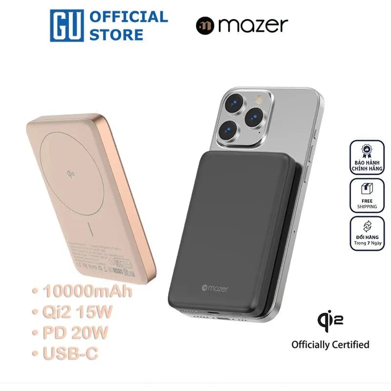Pin sạc dự phòng Polymer 10000mAh Không dây Qi2 20W Mazer M-MagAir21-DT - Giá rẻ nhất hôm nay - Ảnh 1